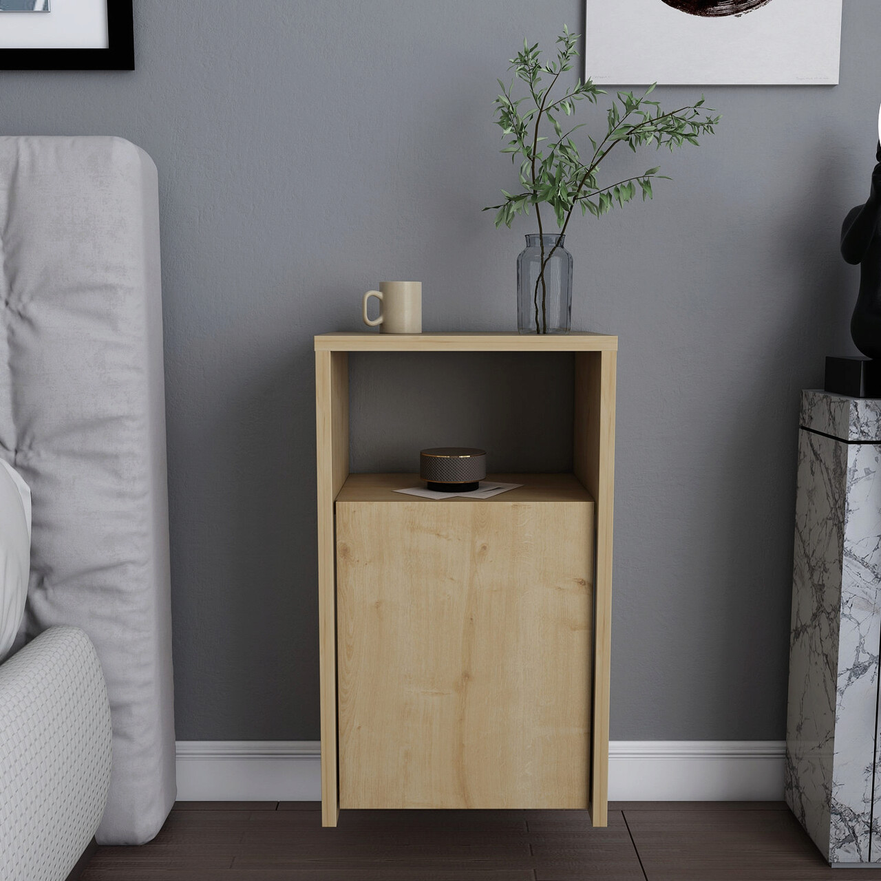 Noptiera, Hanah Home, Carlin, 36x25.3x61.4 cm, Stejar - imagine 7
